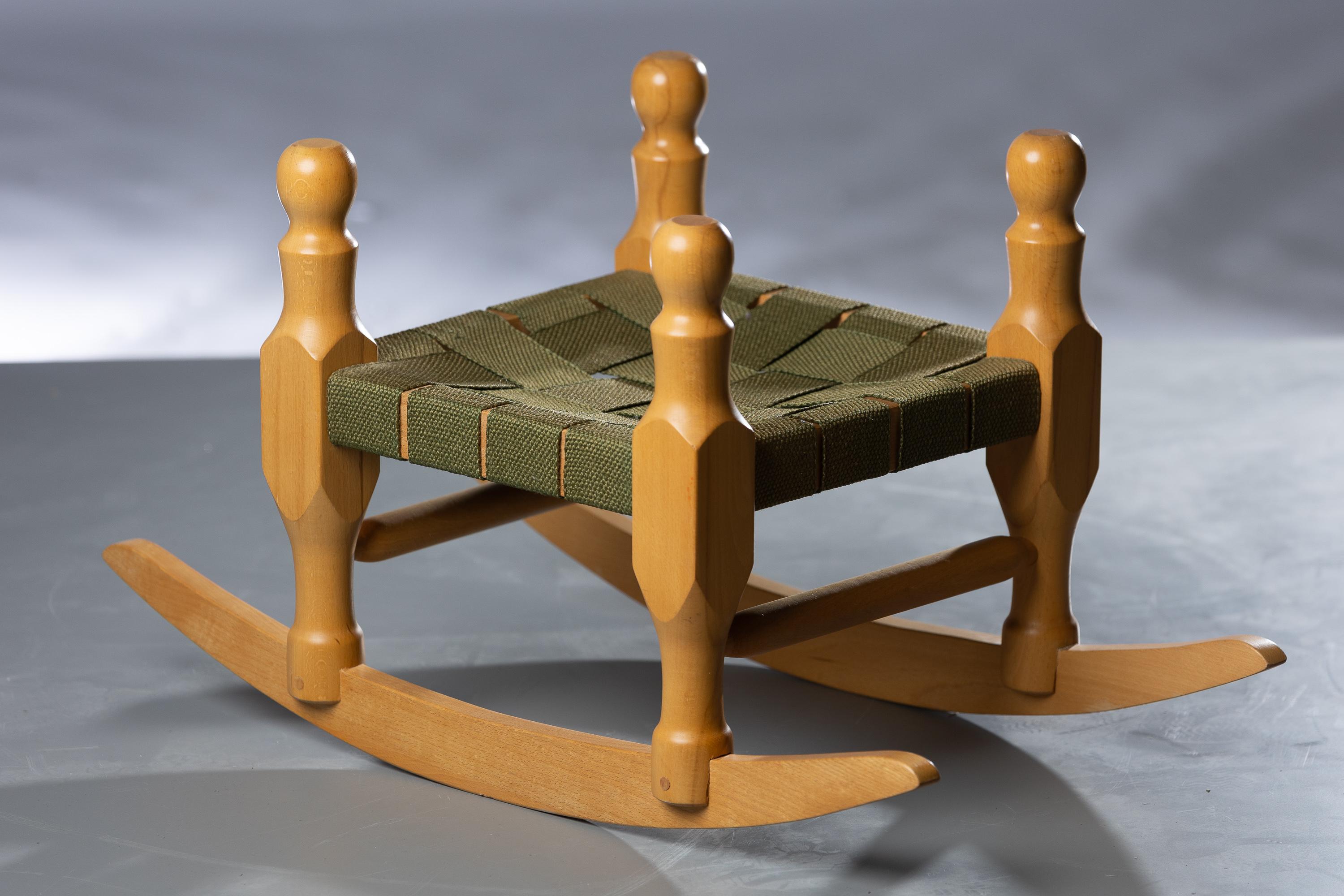 Mid-20th Century Scandinavian Modern stool on medar by Erik Höglund of beech For Sale