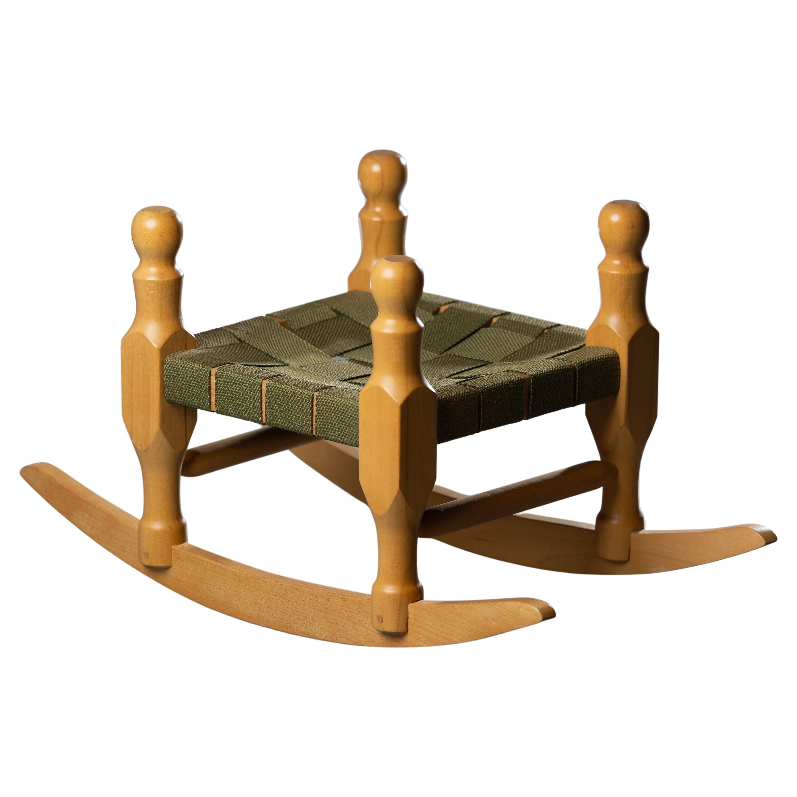 Scandinavian Modern stool on medar by Erik Höglund of beech For Sale