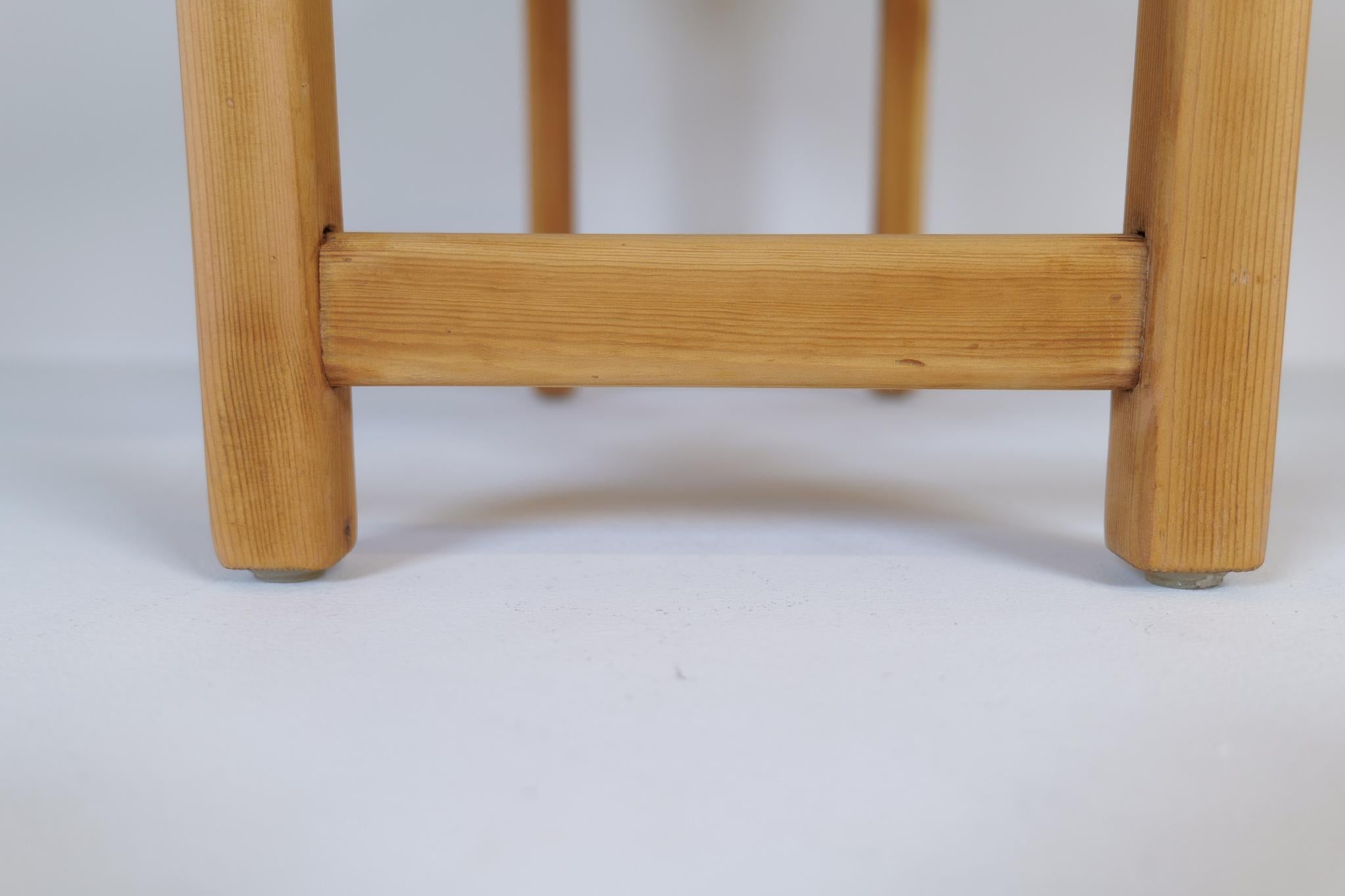 Scandinavian Modern Stool Pine and Sheepskin, Sweden, 1970s For Sale 5