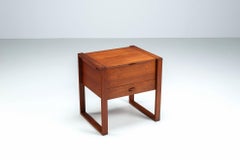 Scandinavian modern storage cabinet in teak with sled base Denmark 1960
