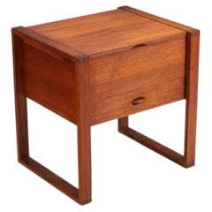 Scandinavian modern storage cabinet in teak with sled base Denmark 1960