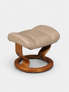 Scandinavian Modern Stressless Tan Leather Ottoman by Ekornes