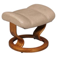 Scandinavian Modern Stressless Tan Leather Ottoman by Ekornes