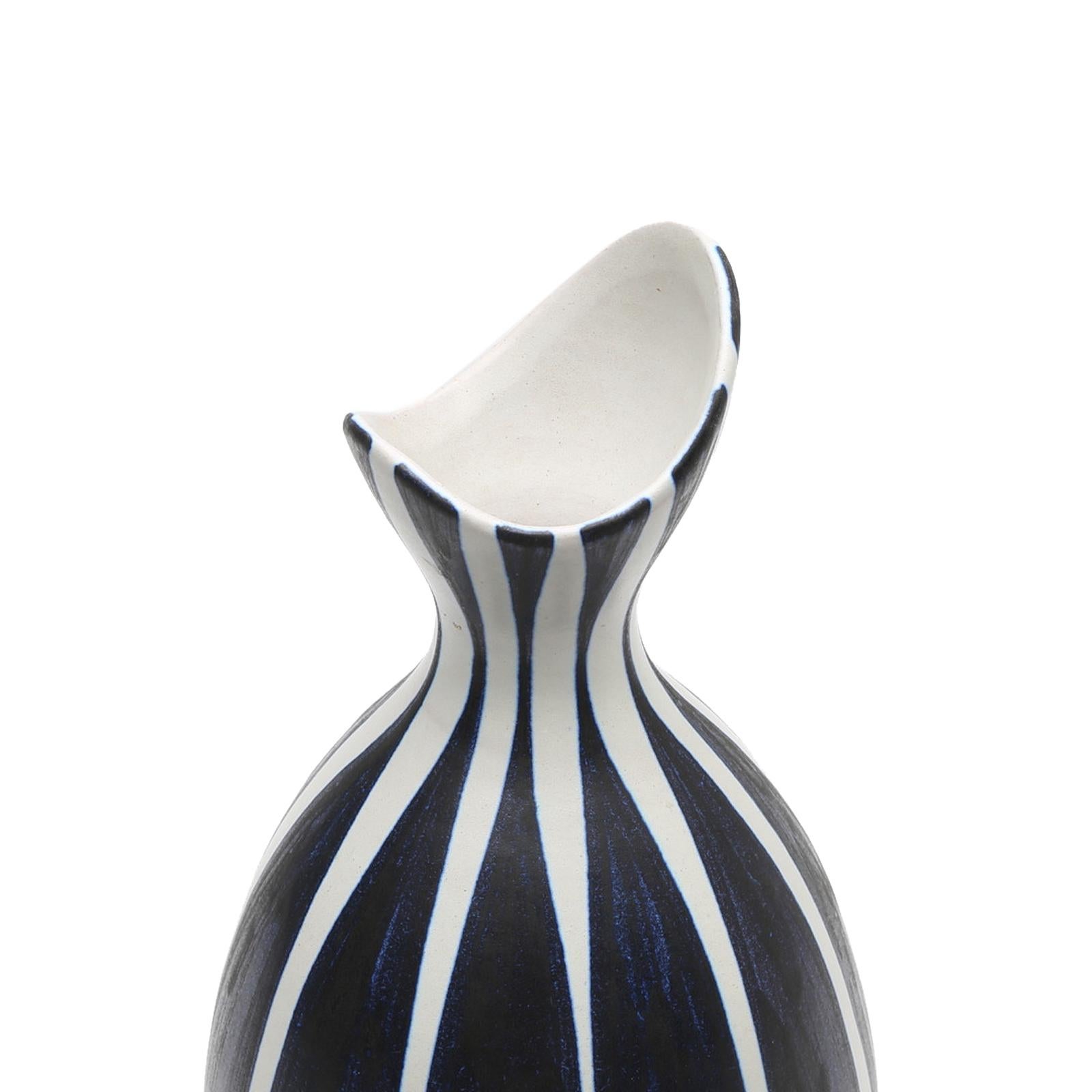 Glazed Scandinavian Modern Striped Vase by Mette Doller for Hoganas, 'Höganäs'