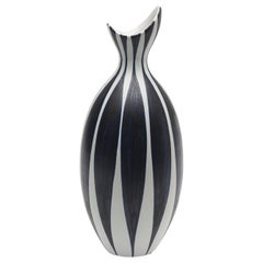 Scandinavian Modern Striped Vase by Mette Doller for Hoganas, 'Höganäs'