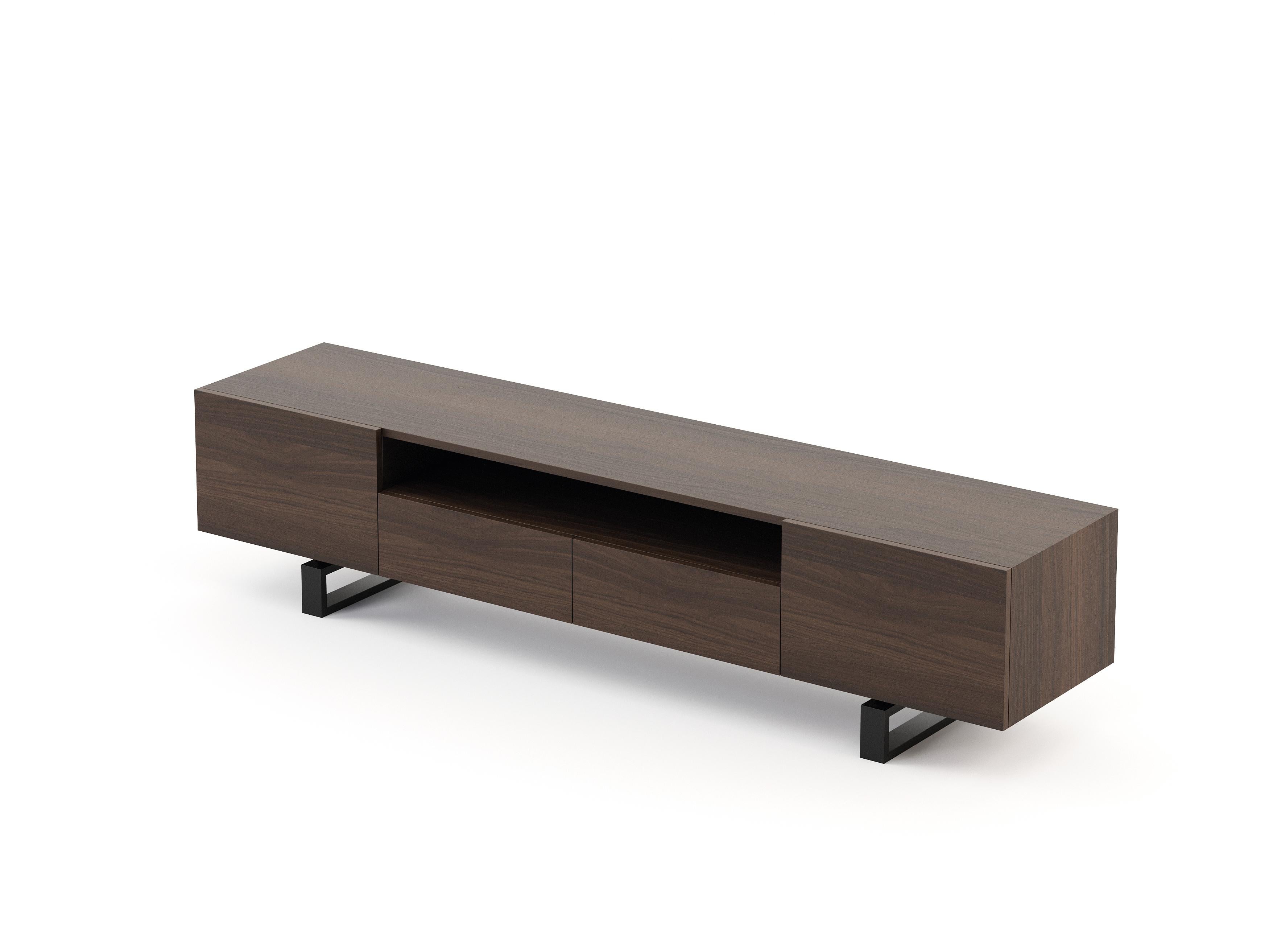 Scandinavian Modern Scandinavian modern style Porto Tv Cabinet made with walnut and iron, Handmade For Sale