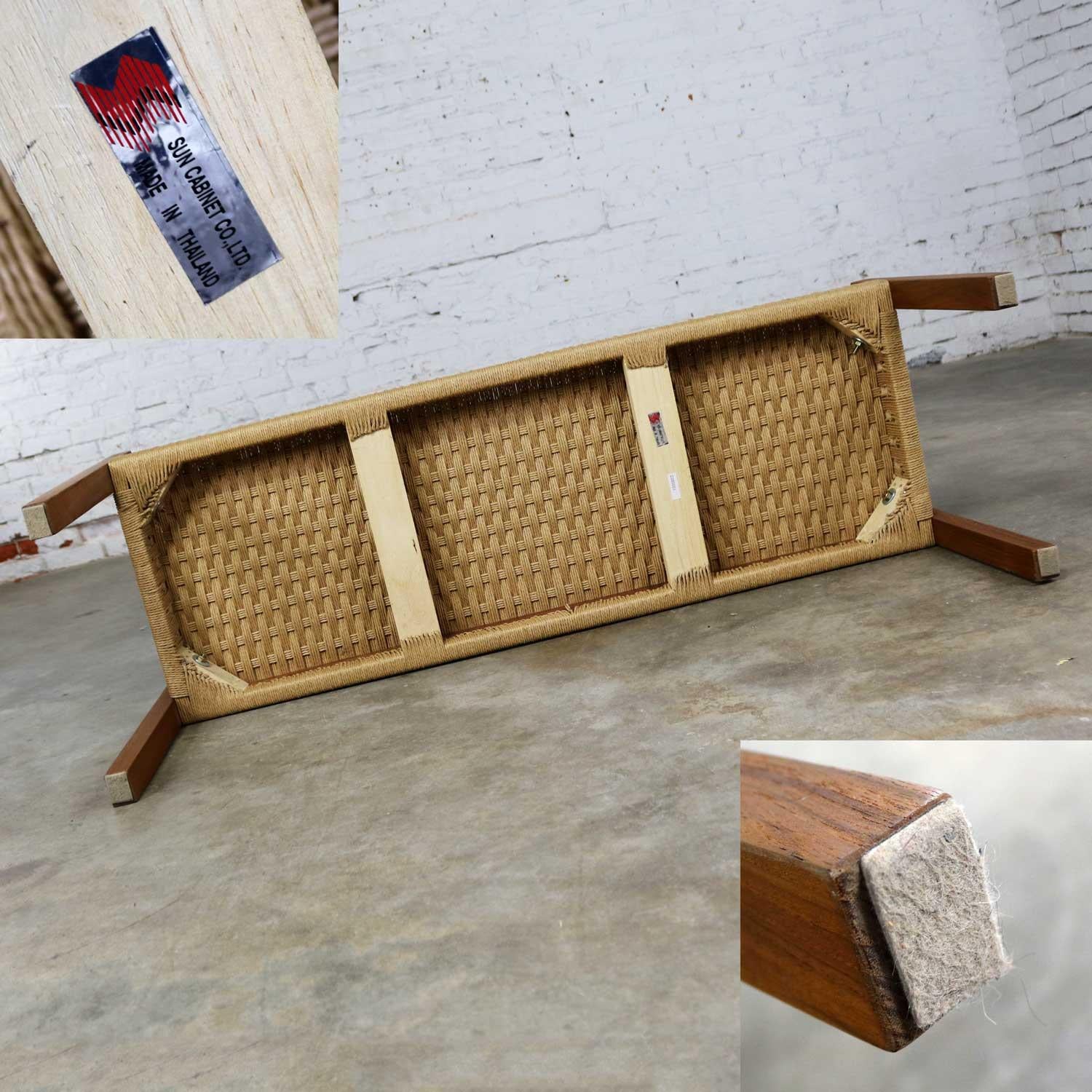 Scandinavian Modern Style Rope and Teak Bench by Sun Cabinet Company 1