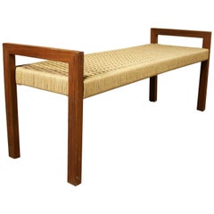 Skandinavisch-moderne Sitzbank aus Seil und Teakholz von Sun Cabinet Company