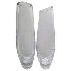 Scandinavian Modern, Sven Palmquist for Orrefors Pair Clear Glass Vases, Sweden