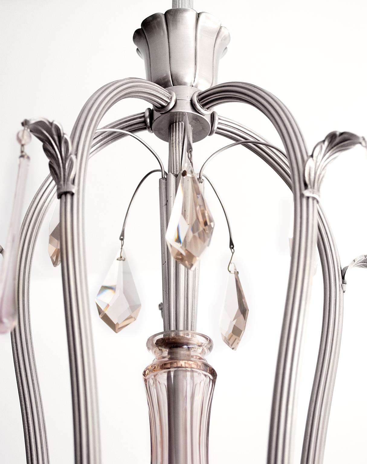 Scandinavian Modern, Swedish Art-Deco 5-Arm Chandelier In Good Condition For Sale In New York, NY