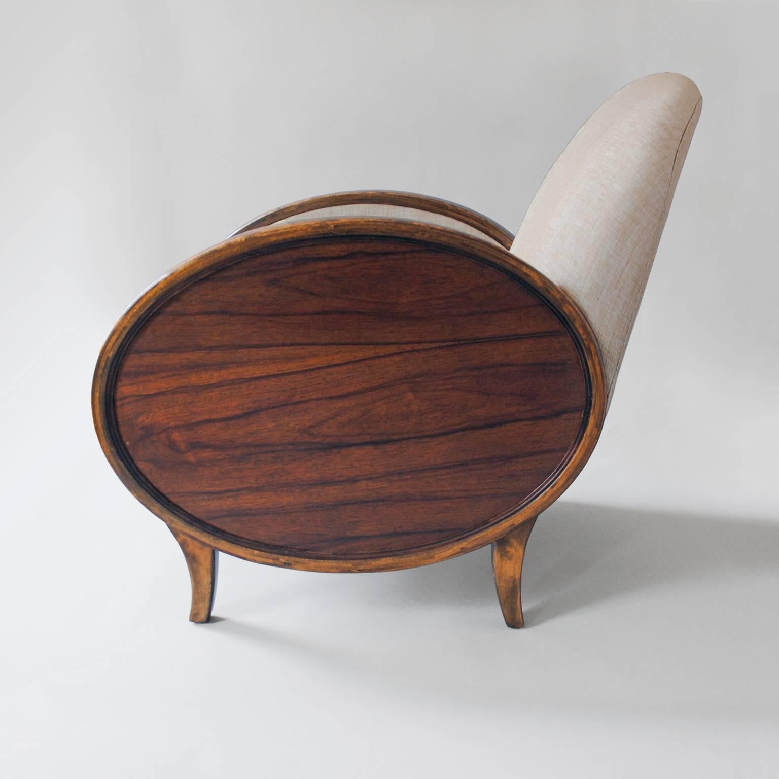 Scandinavian Modern Swedish Art Deco Chairs with Oval Rosewood Panels In Excellent Condition In New York, NY