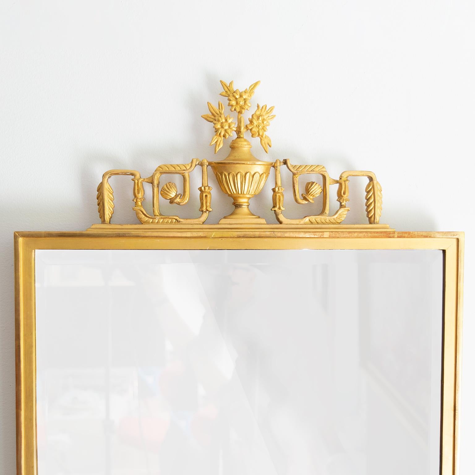 Carved Scandinavian Modern, Swedish Grace, Art Deco Giltwood Mirror