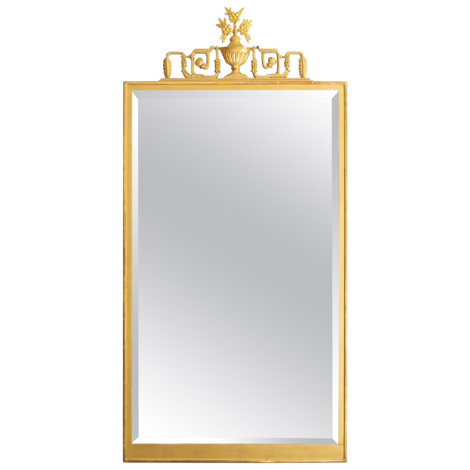 Scandinavian Modern Swedish Grace, Art Deco Giltwood Mirror Neoclassical  For Sale