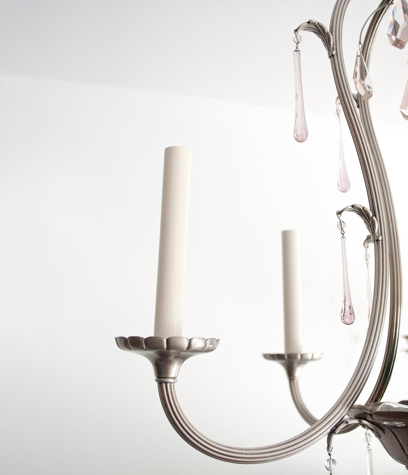 Scandinavian Modern, Swedish Grace, Nickel Plated Five-Arm Chandelier (Beschichtet)