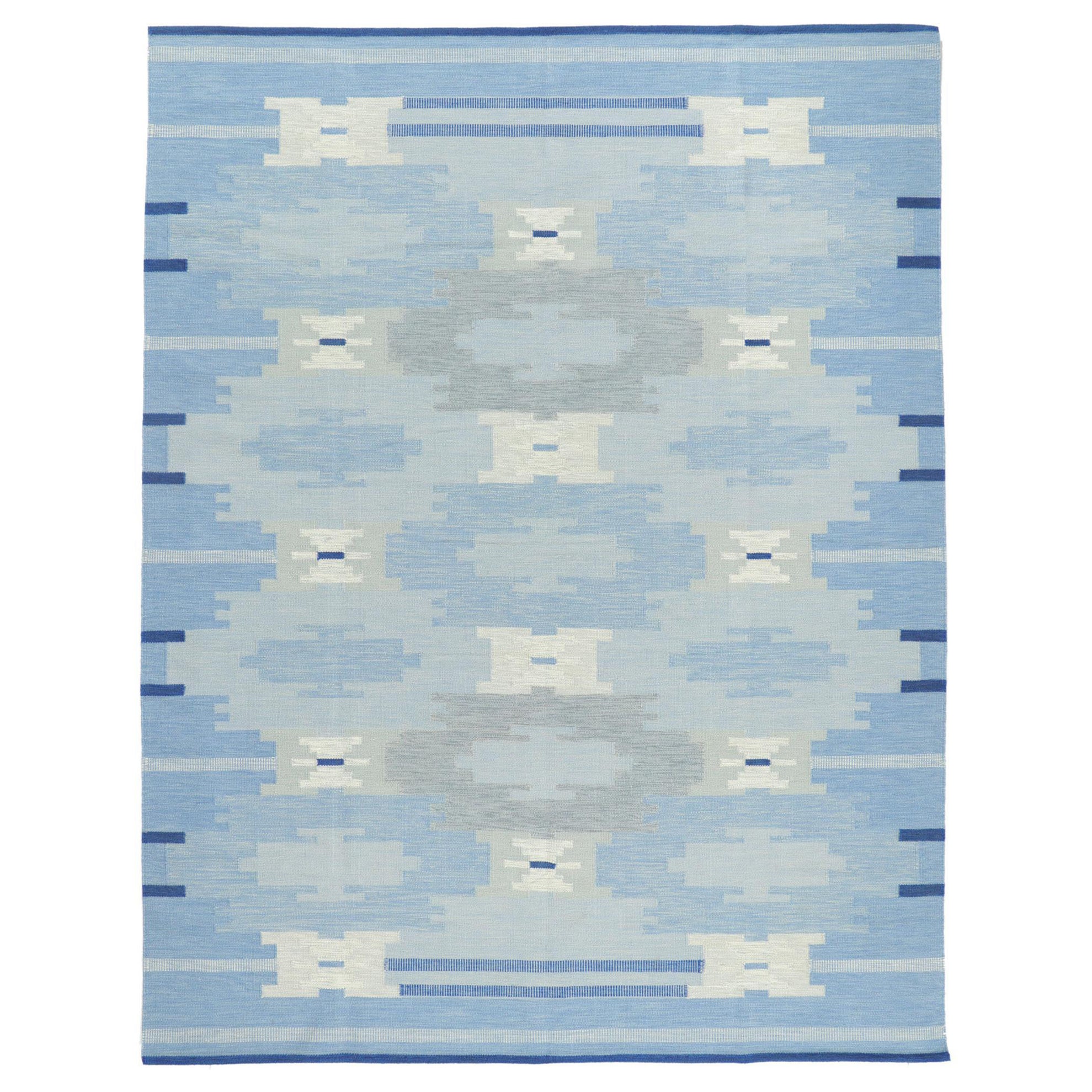 Tappeto Kilim d'ispirazione scandinava e moderna, Blått Timglas Korsmönster in vendita
