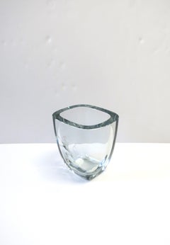Scandinavian Modern Swedish Modern Crystal Strombergshytt Glass Vase with Lion