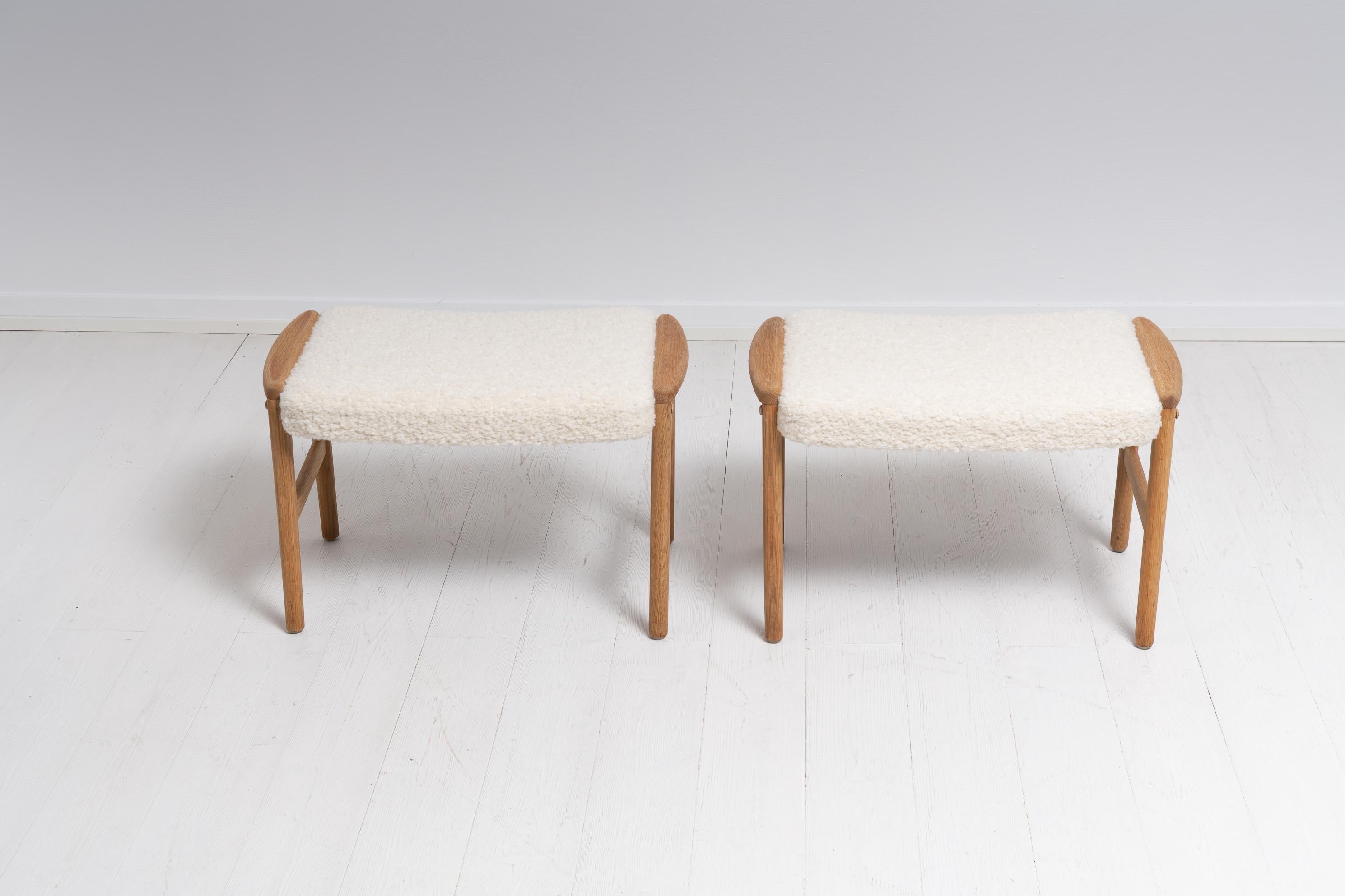 Scandinavian Modern Swedish Oak Footstools In Good Condition For Sale In Kramfors, SE