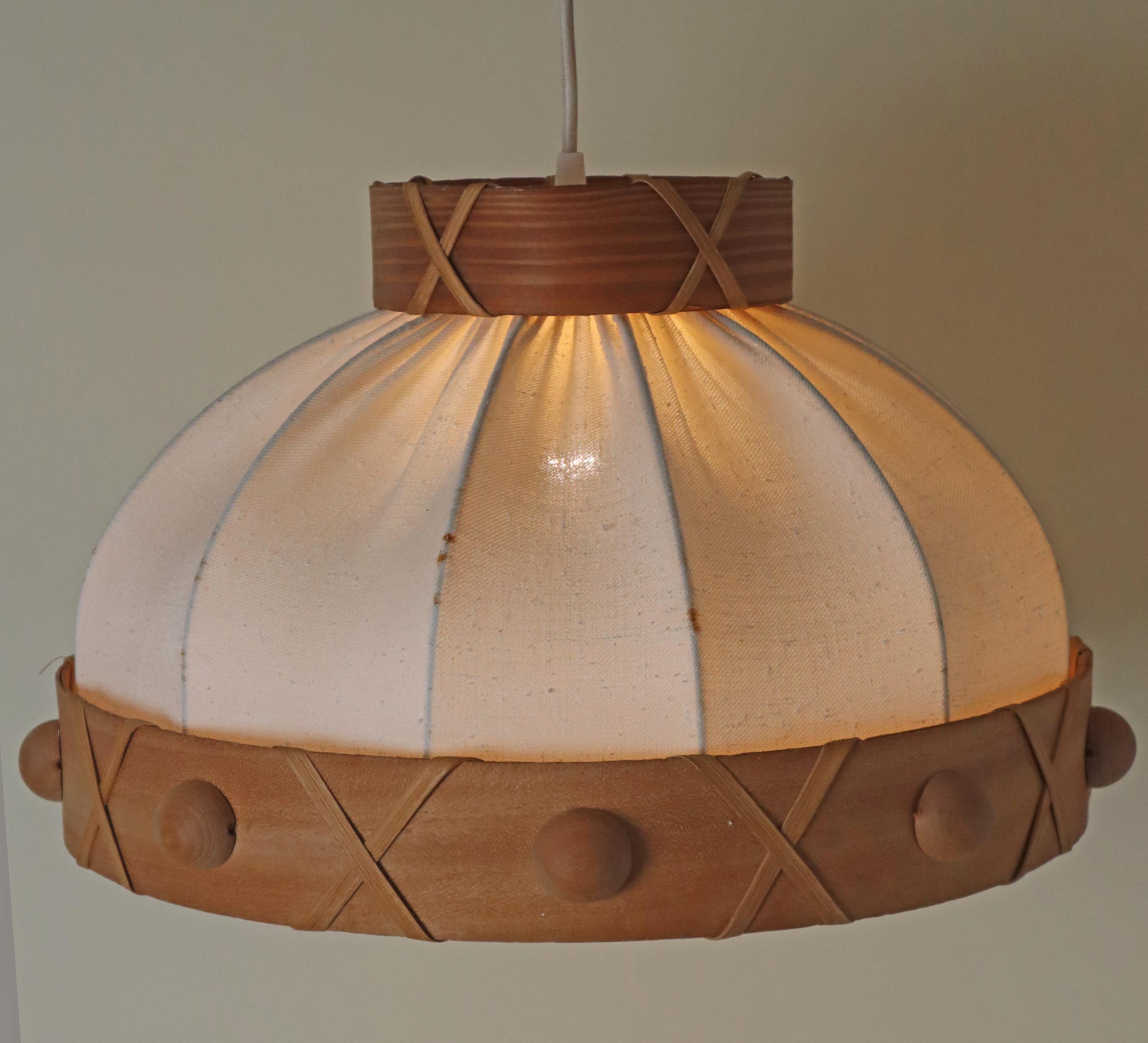 Scandinavian Modern Swedish Pendant Lamp Made Of Pine Chipboard And Fabric in vendita 4