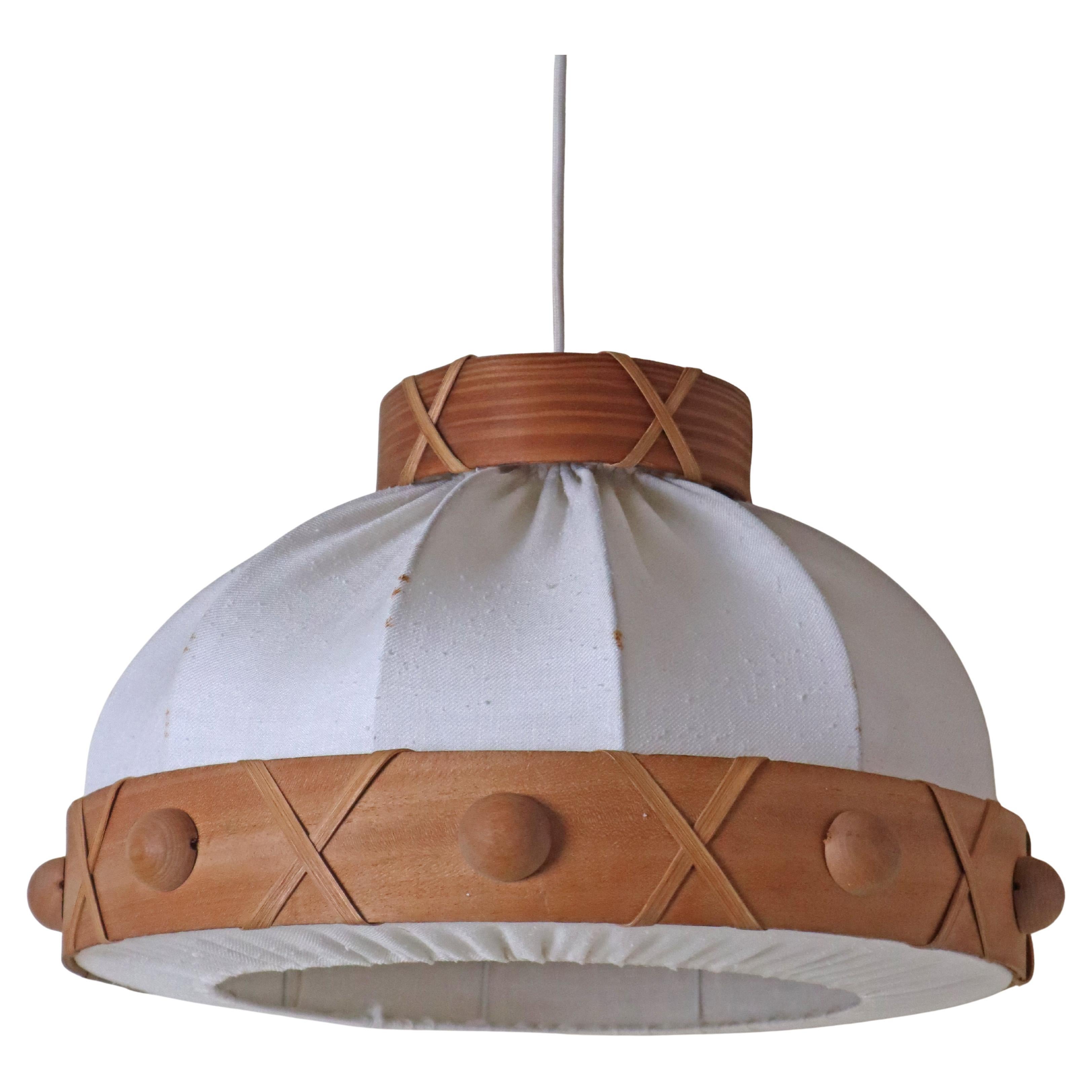 Scandinavian Modern Swedish Pendant Lamp Made Of Pine Chipboard And Fabric