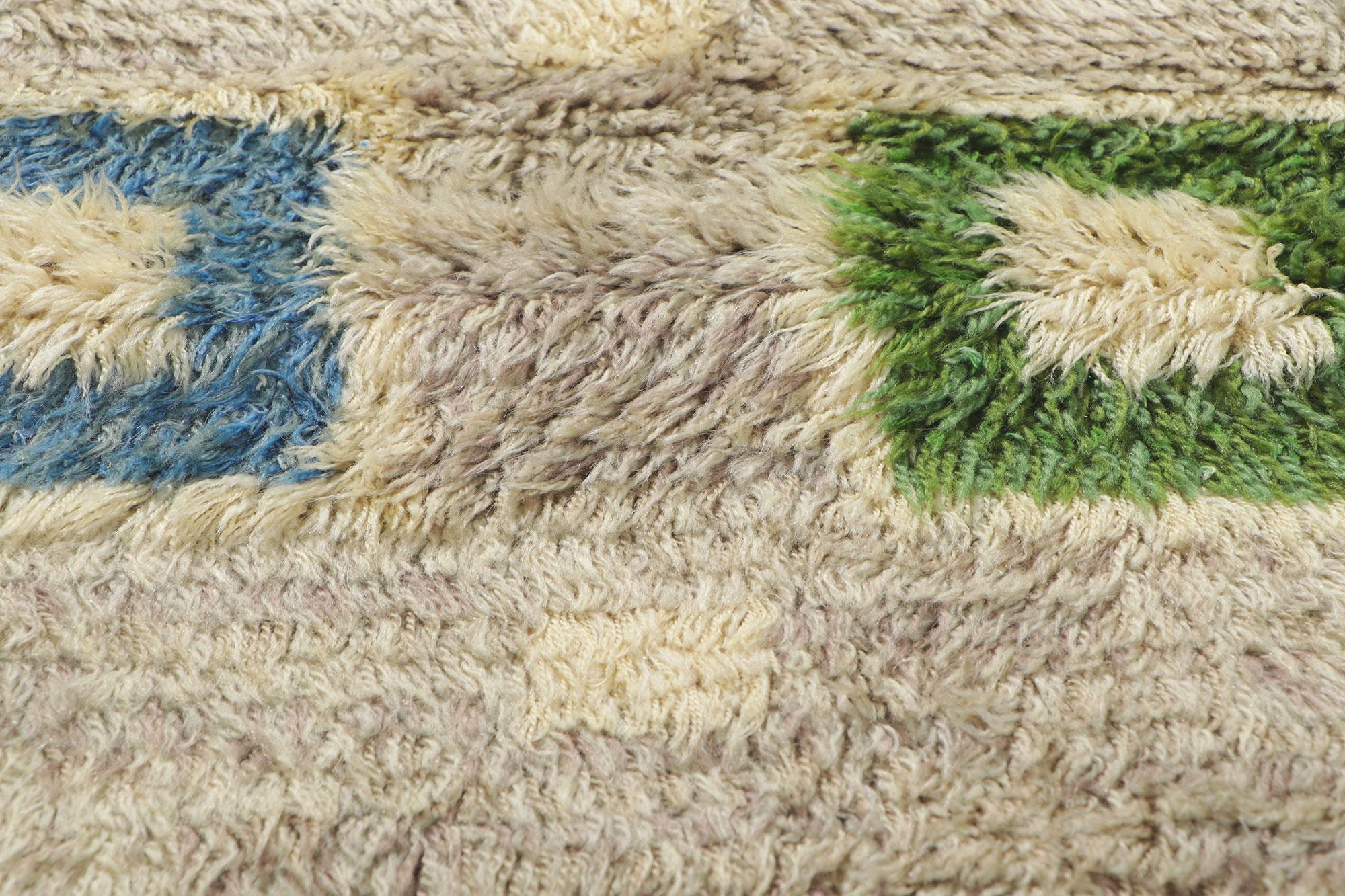 Skandinavisch-moderner schwedischer Rya-Teppich, Färgglada Rutmönster - Bunte Quadrate (Wolle) im Angebot