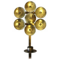 Scandinavian Modern Swedish Brass Wall Candle Sconce, ca. 1960s Sweden