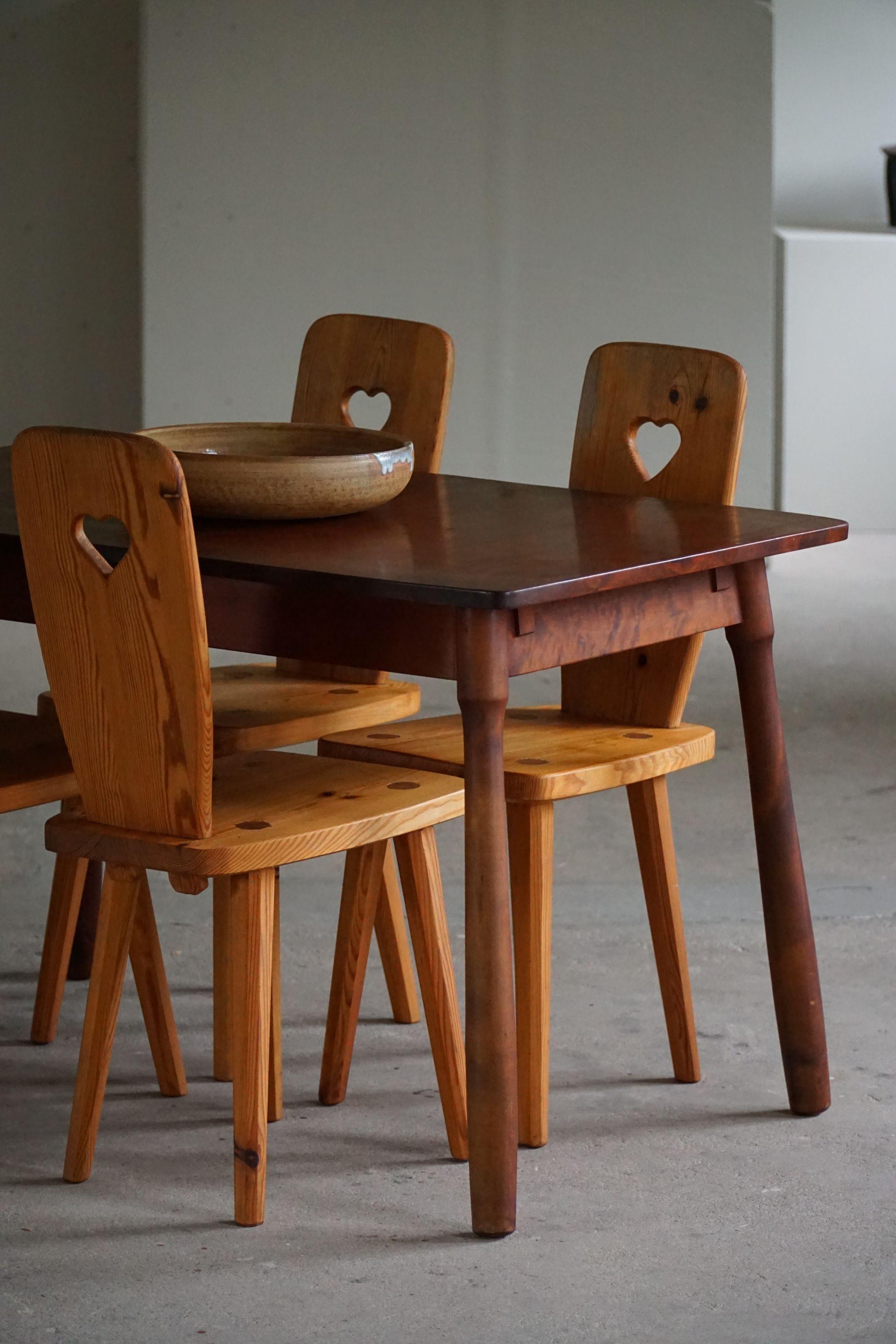 Stained Scandinavian Modern, Table in Beech With Club Legs, Arnold Madsen, Made in 1940s For Sale