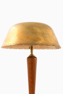 Scandinavian Modern Table Lamp in Beech and Brass, 1950s