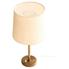 Scandinavian Modern Table Lamp in Brass and Opaline Glass, 1950s