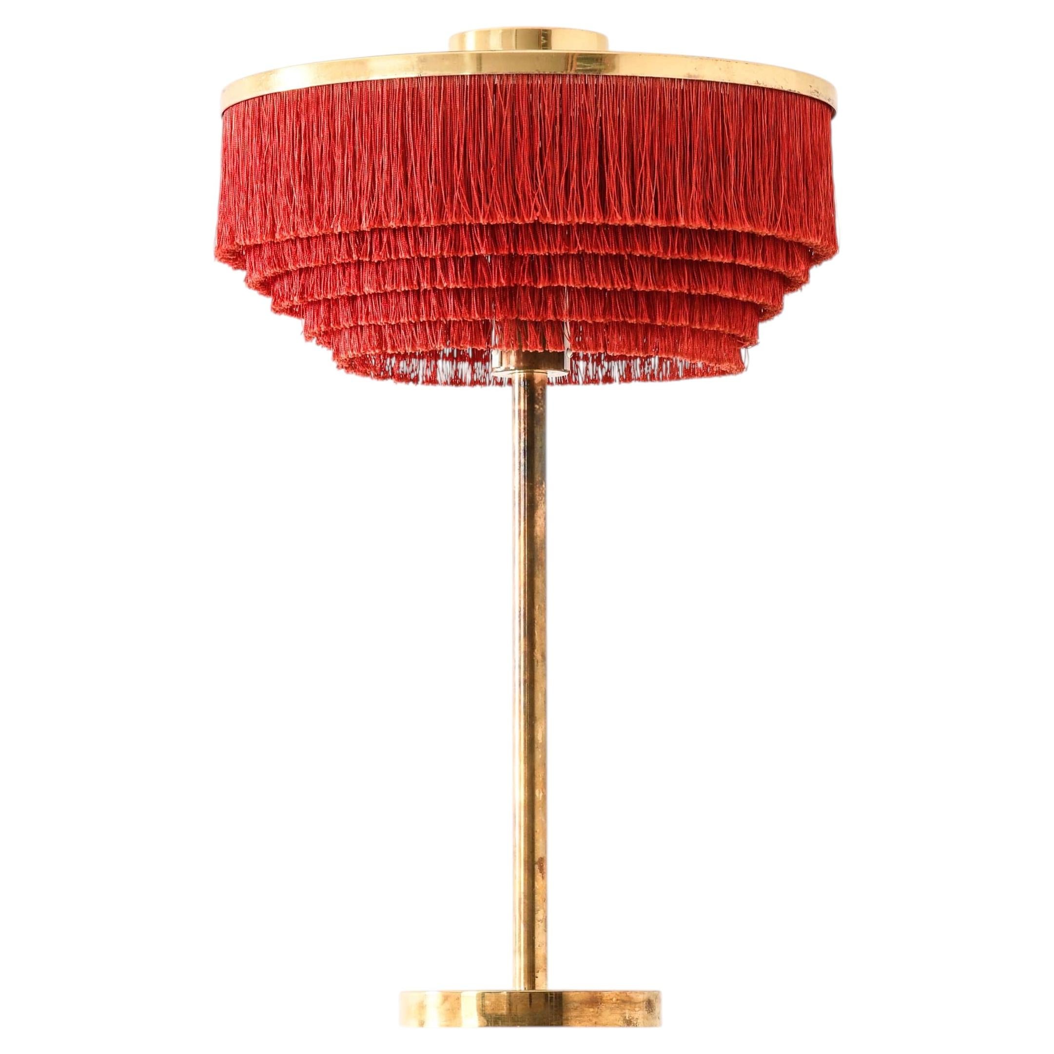 Scandinavian Modern Table Lamp in Brass and Silk by Hans-Agne Jakobsson, 1950s For Sale