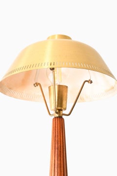Scandinavian Modern Table Lamp in Brass & Mahogany by Hans Bergström, 1950s