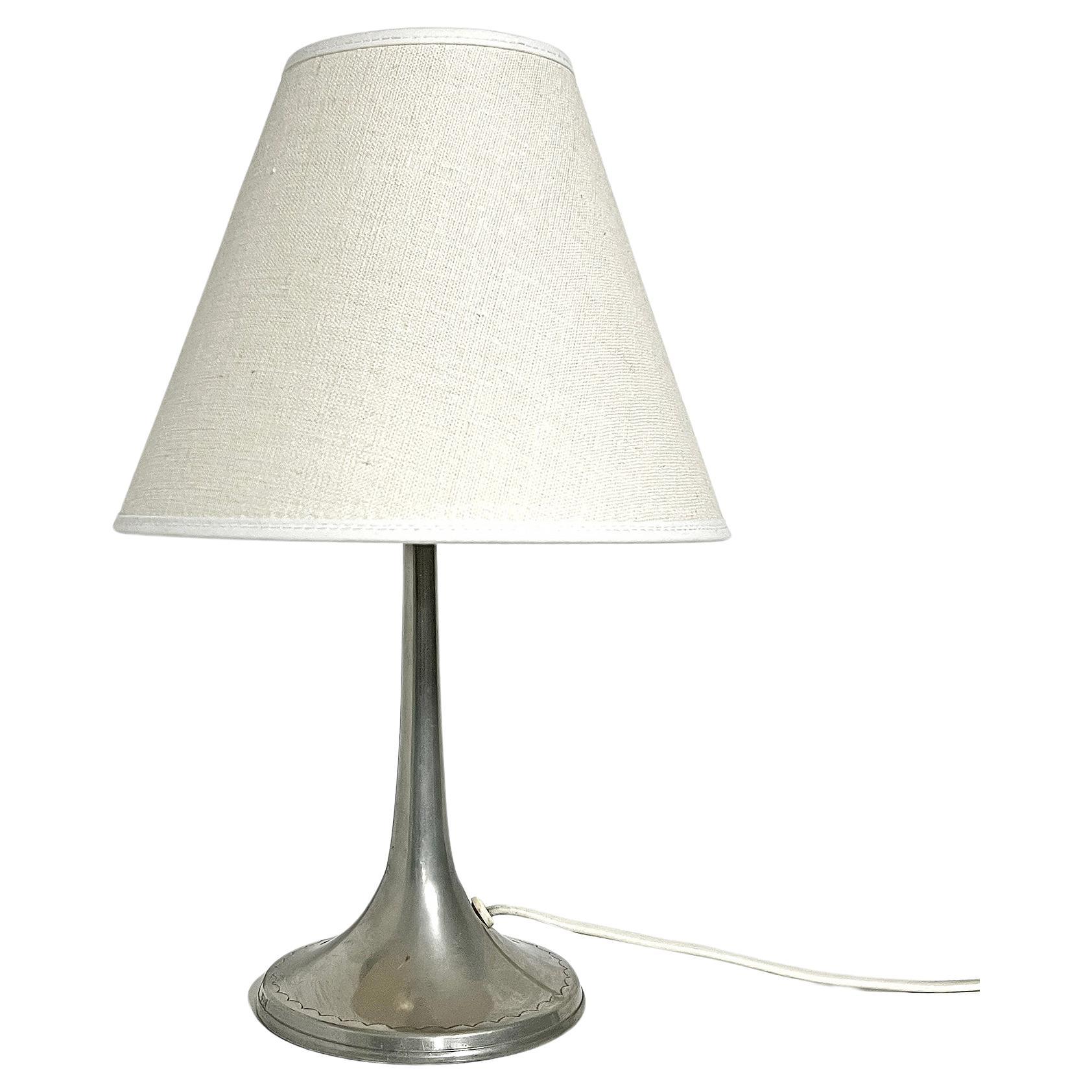 Scandinavian Modern Table Lamp In Pewter by Thorild Knutsson -1930 For Sale
