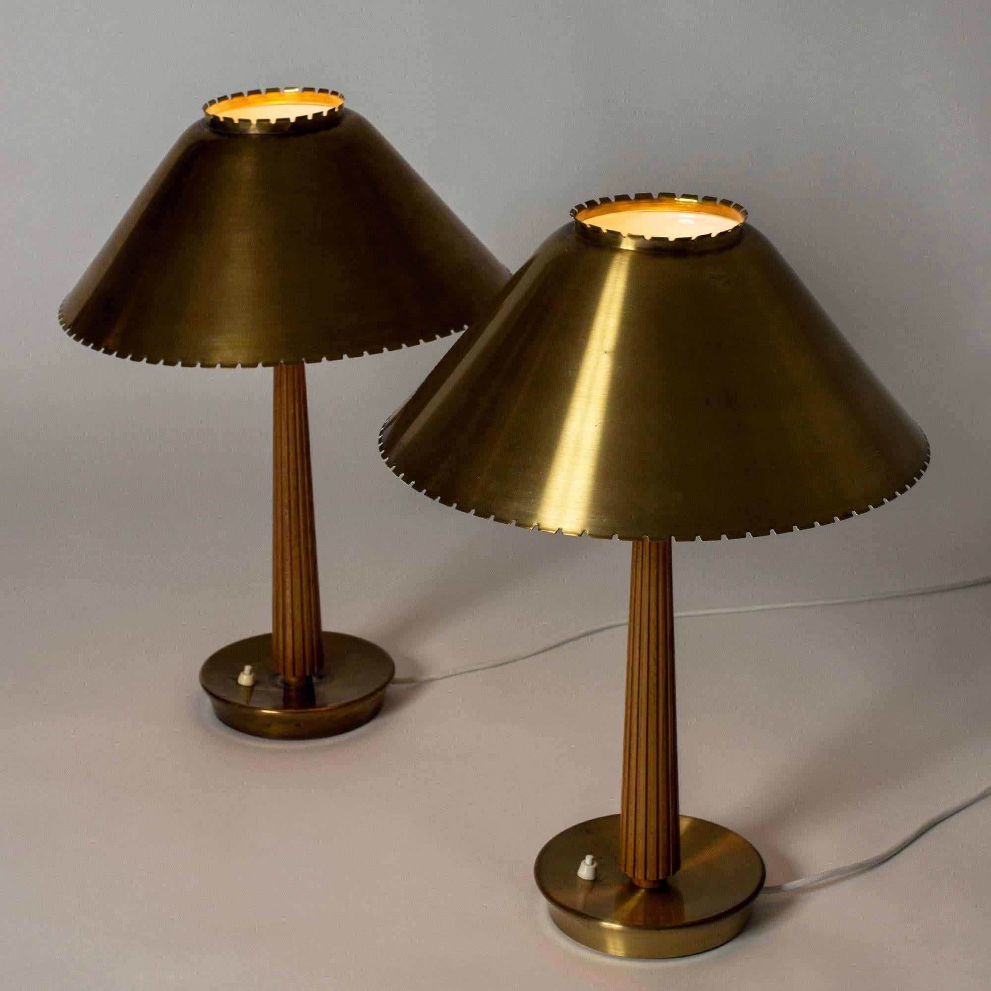 Brass Scandinavian Modern Table Lamps, Hans Bergström, ASEA, Sweden, 1950s For Sale