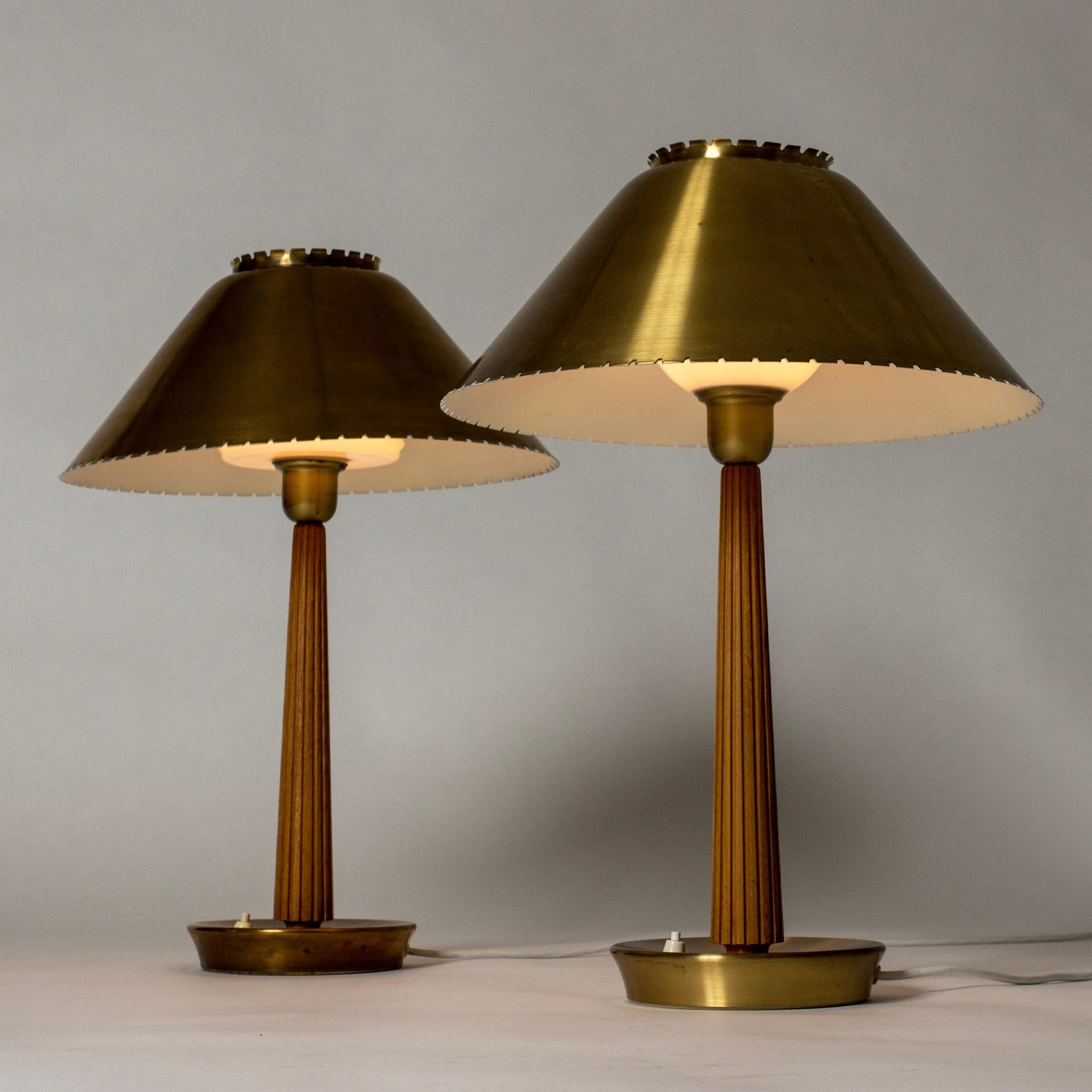 Laiton Lampes de table modernes scandinaves, Hans Bergström, ASEA, Suède, années 1950 en vente