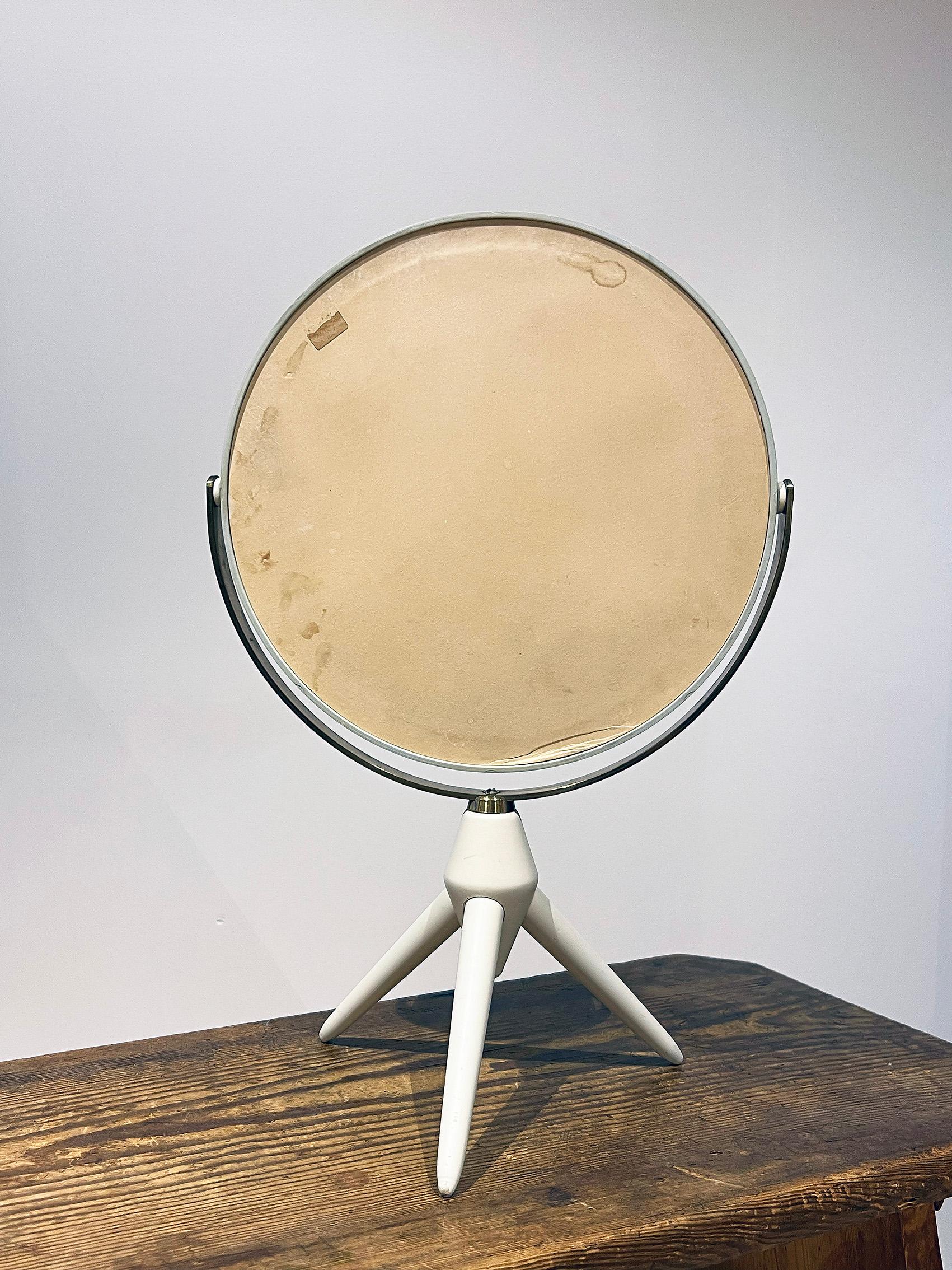 Brass Scandinavian Modern Table Mirror, ca 1950-60's For Sale