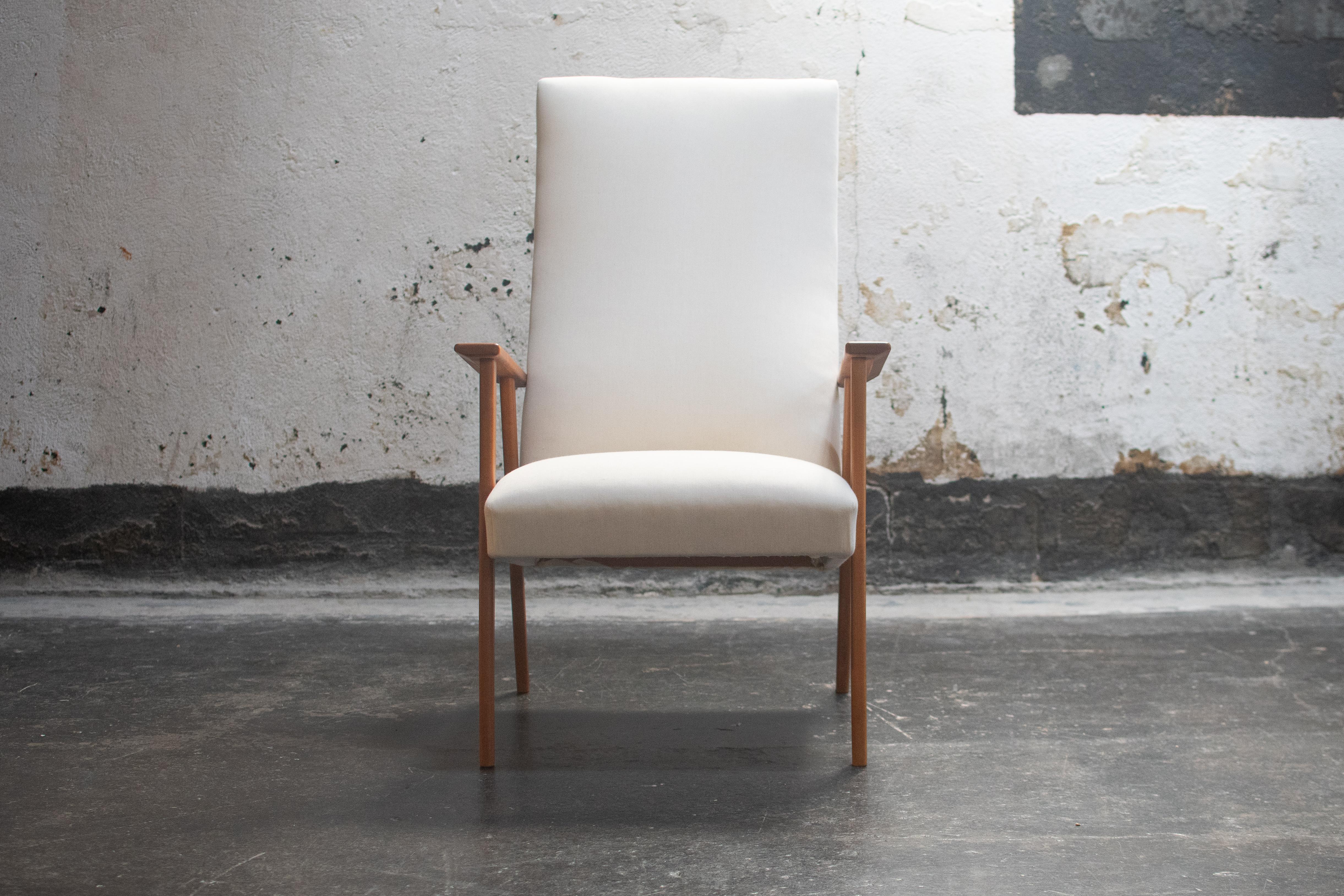 Swedish Scandinavian Modern Tall Back Easy  Chair- COM Ready For Sale