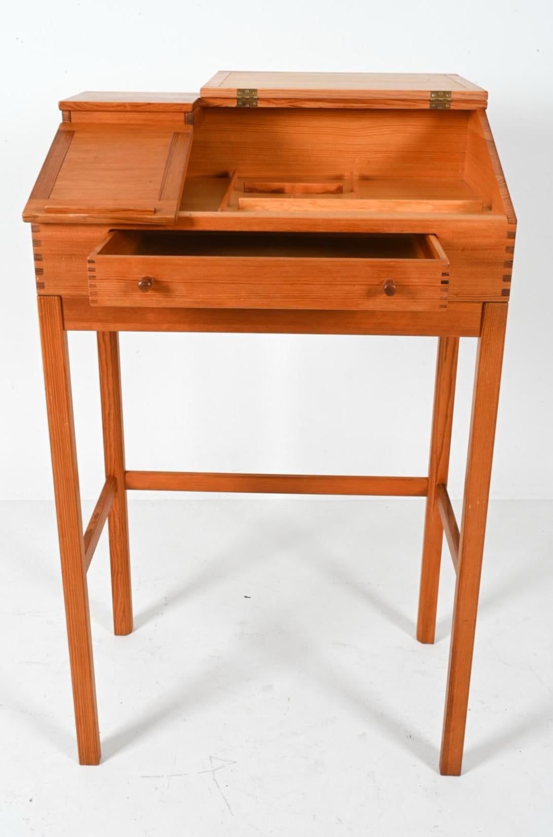 Scandinavian modern tall high standing pine desk host station by HADSTEN In Good Condition In BROOKLYN, NY