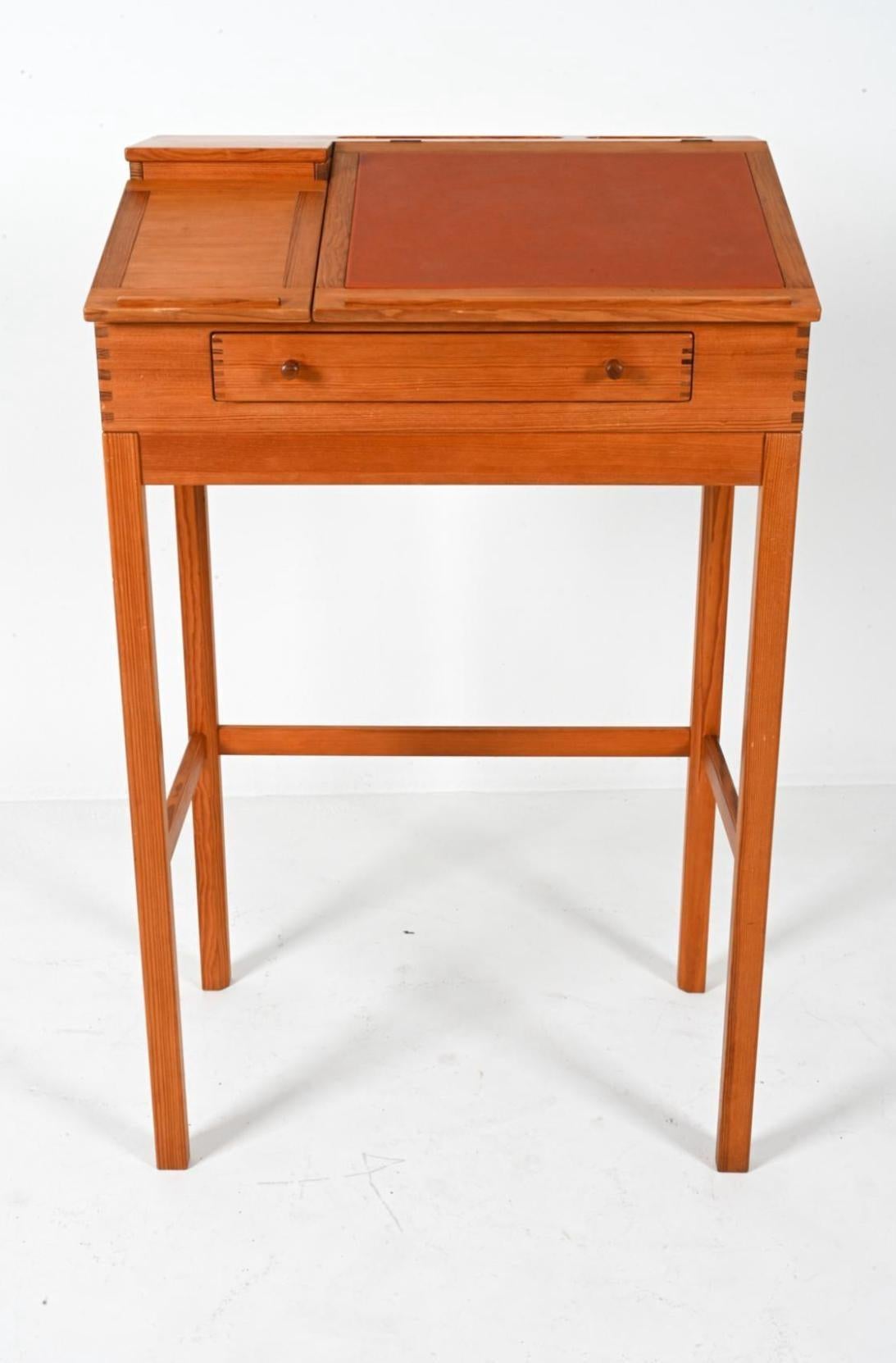 Late 20th Century Scandinavian modern tall high standing pine desk host station by HADSTEN For Sale
