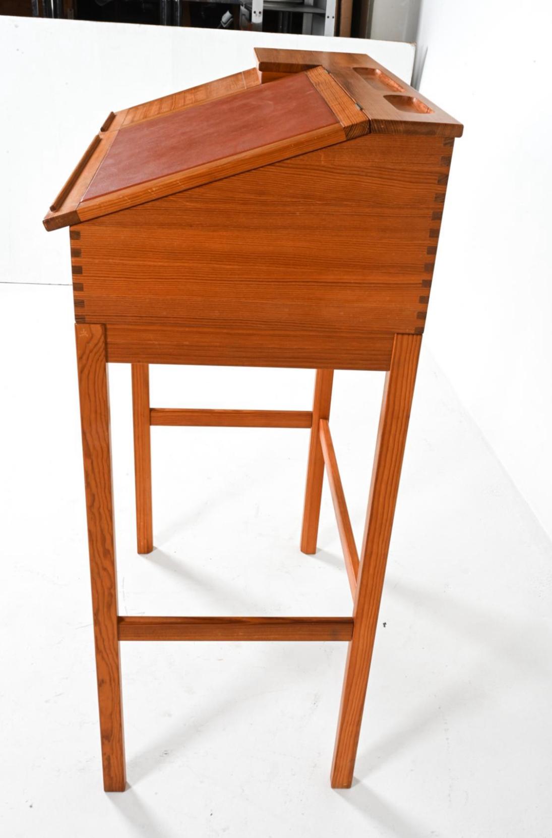 Pine Scandinavian modern tall high standing pine desk host station by HADSTEN