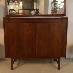 Scandinavian Modern Tall Teak Sideboard Credenza Cabinet
