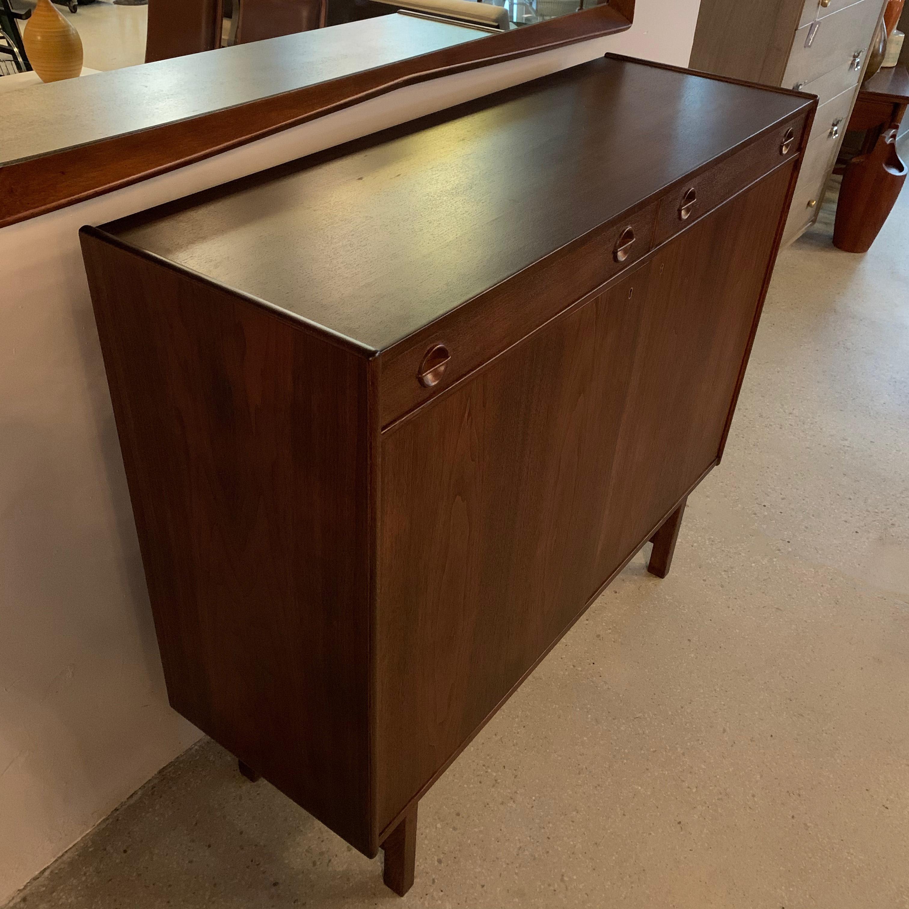 Scandinavian Modern Tall Teak Sideboard Credenza Cabinet In Good Condition In Brooklyn, NY