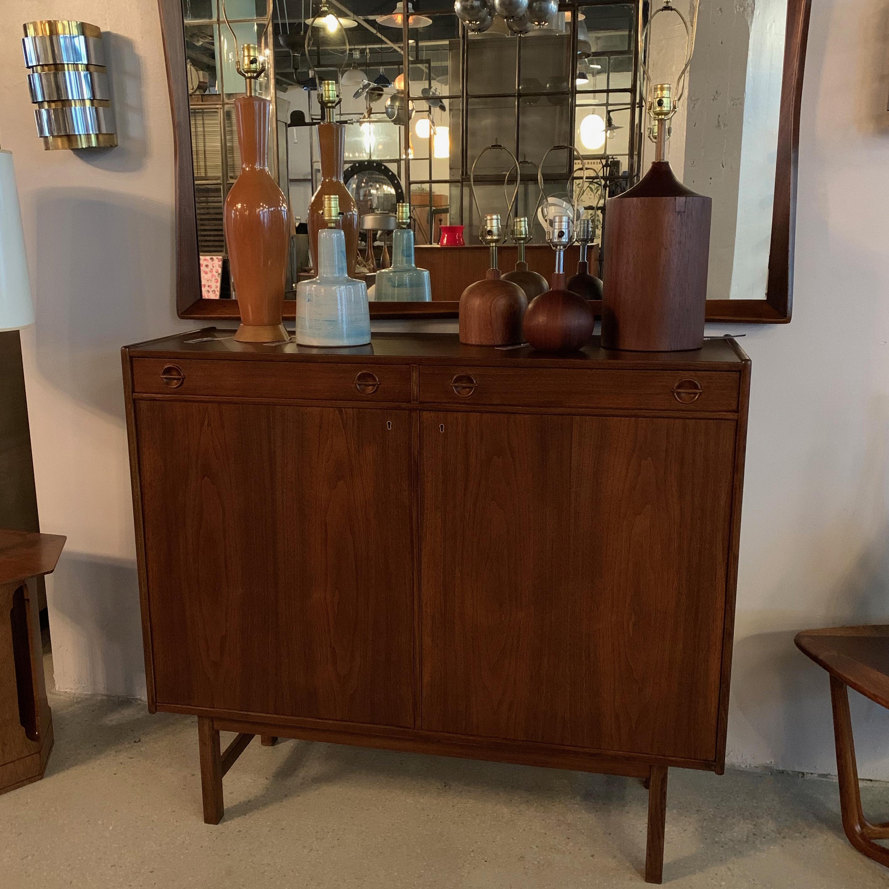 20th Century Scandinavian Modern Tall Teak Sideboard Credenza Cabinet