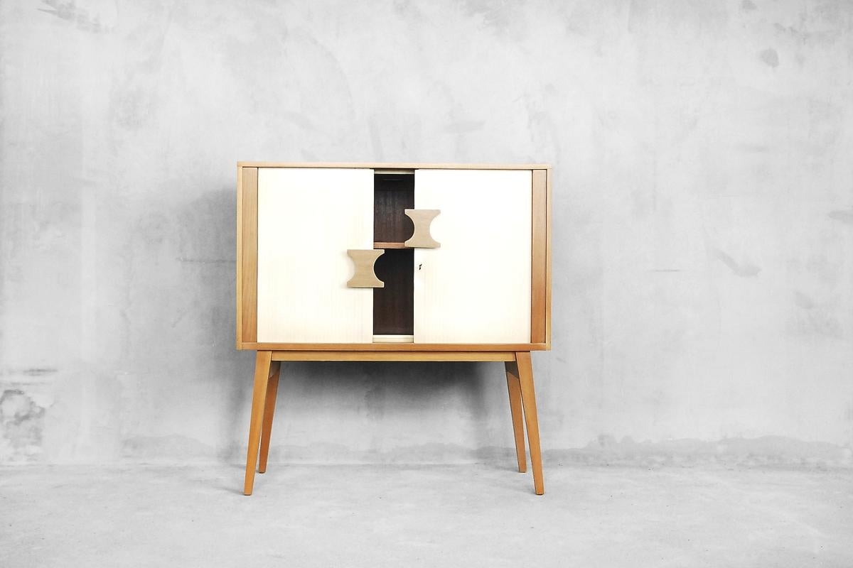 Mid-Century Modern Scandinavian Modern Tambour Cabinet, 1960s For Sale