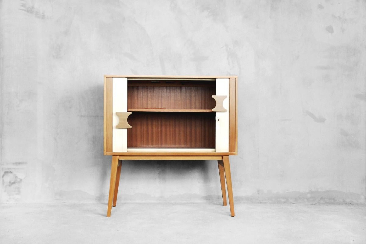 Mid-20th Century Scandinavian Modern Tambour Cabinet, 1960s For Sale