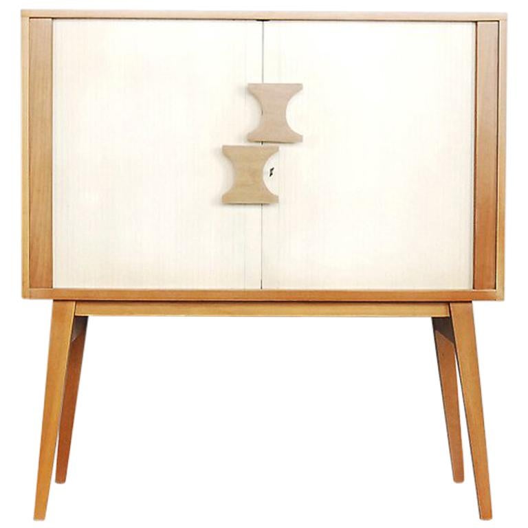 Scandinavian Modern Tambour Cabinet, 1960s For Sale