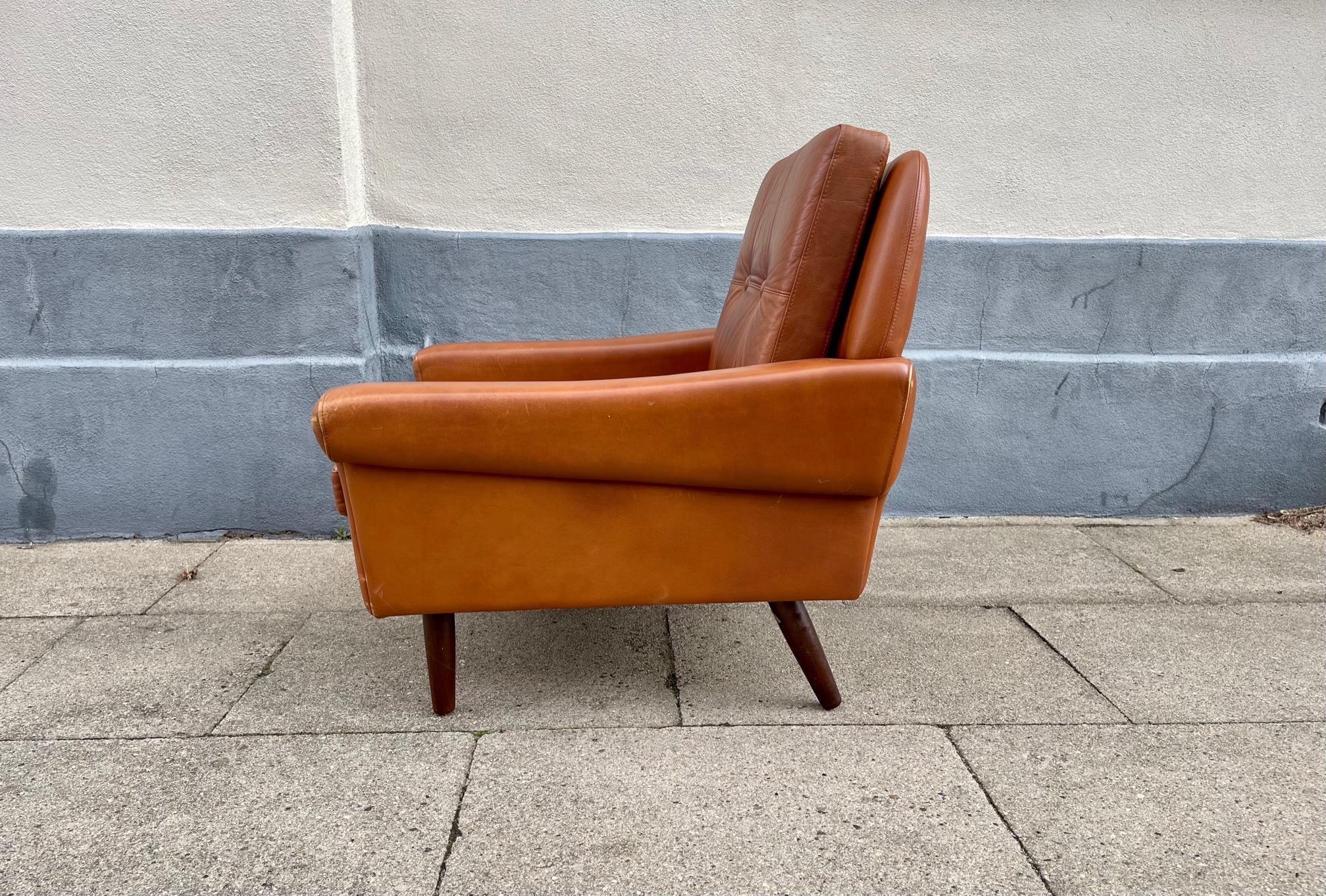 Mid-Century Modern Scandinavian Modern Tanned Leather Lounge Chair by Georg Thams, 1960s