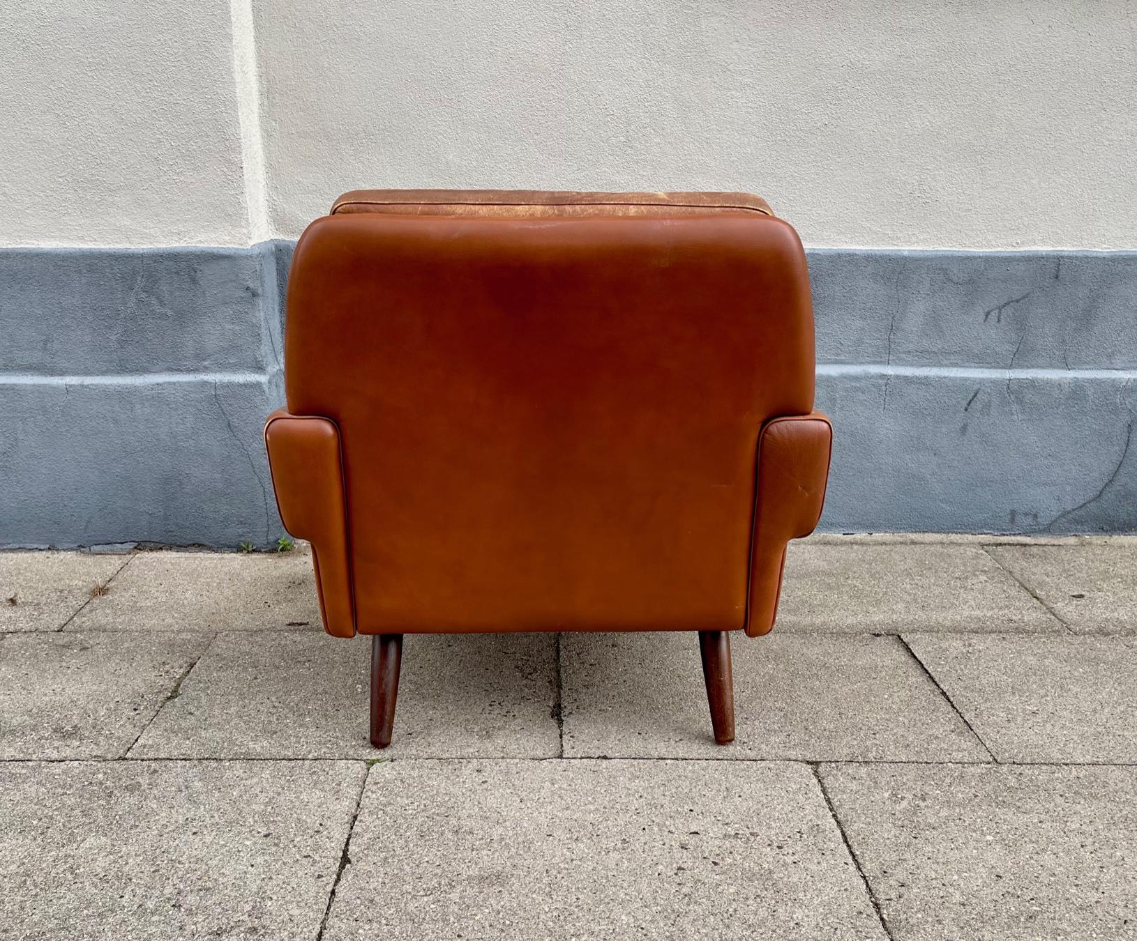 Mid-20th Century Scandinavian Modern Tanned Leather Lounge Chair by Georg Thams, 1960s