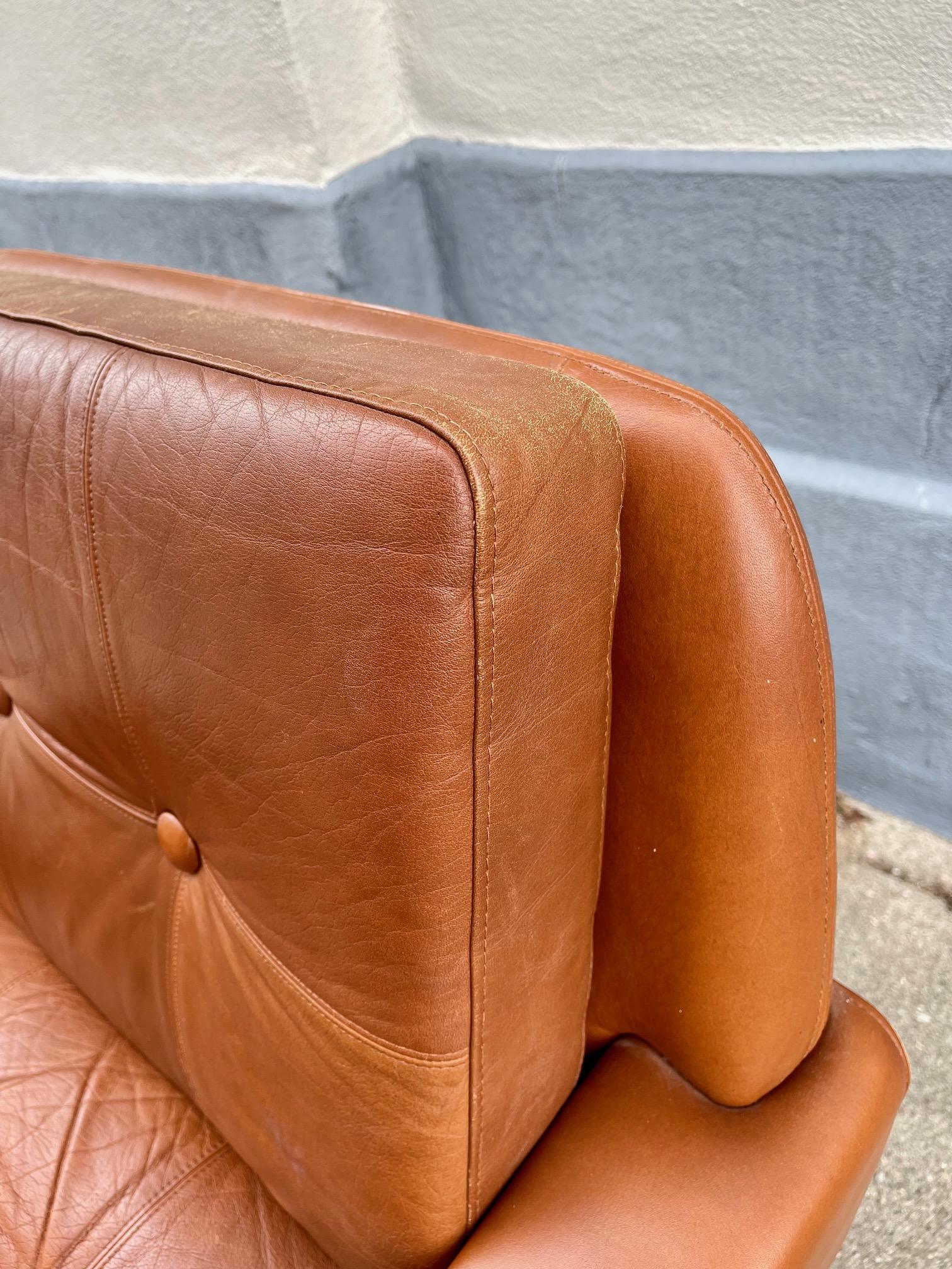 Scandinavian Modern Tanned Leather Lounge Chair by Georg Thams, 1960s 2