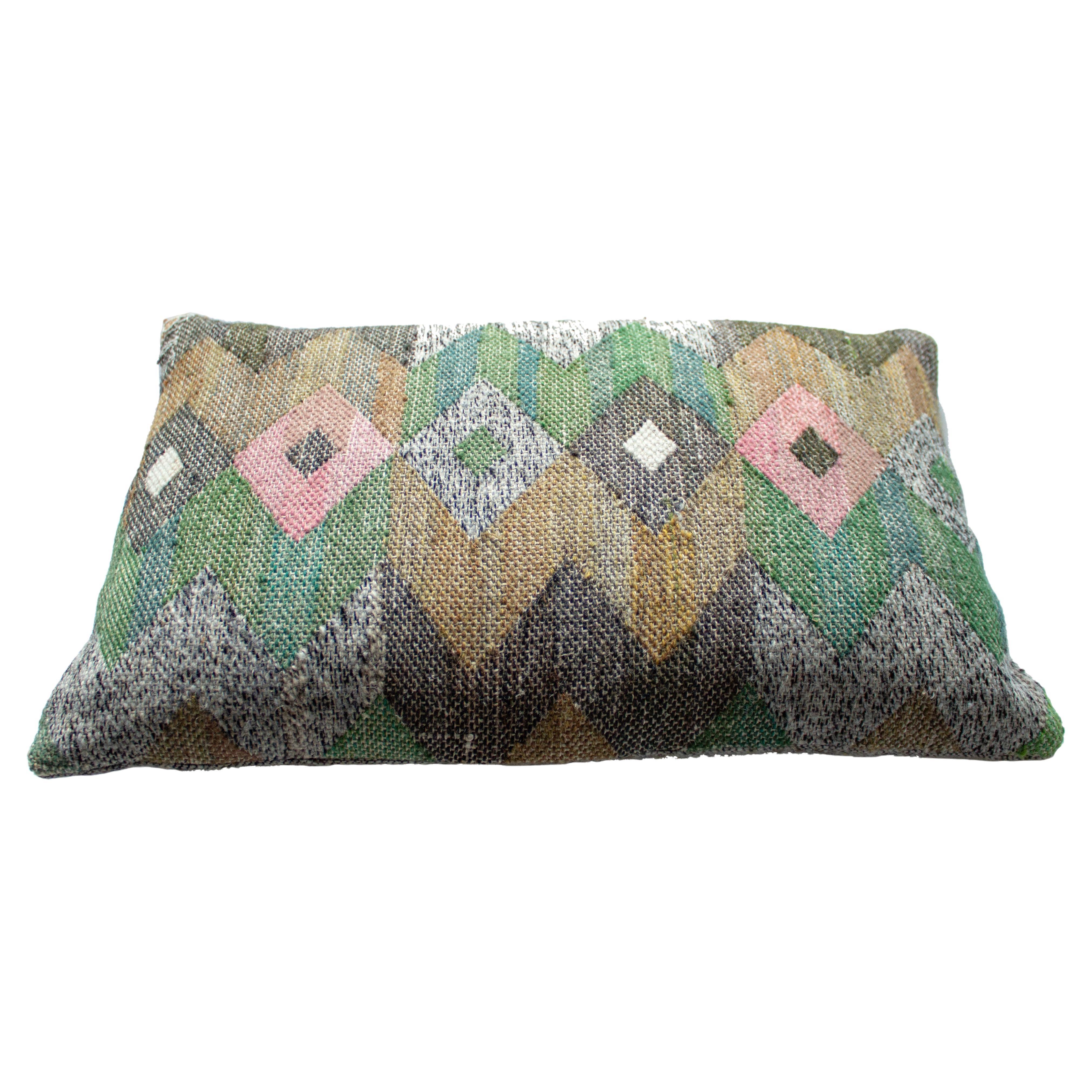 Scandinavian Modern hand woven tapestry pillow, 
