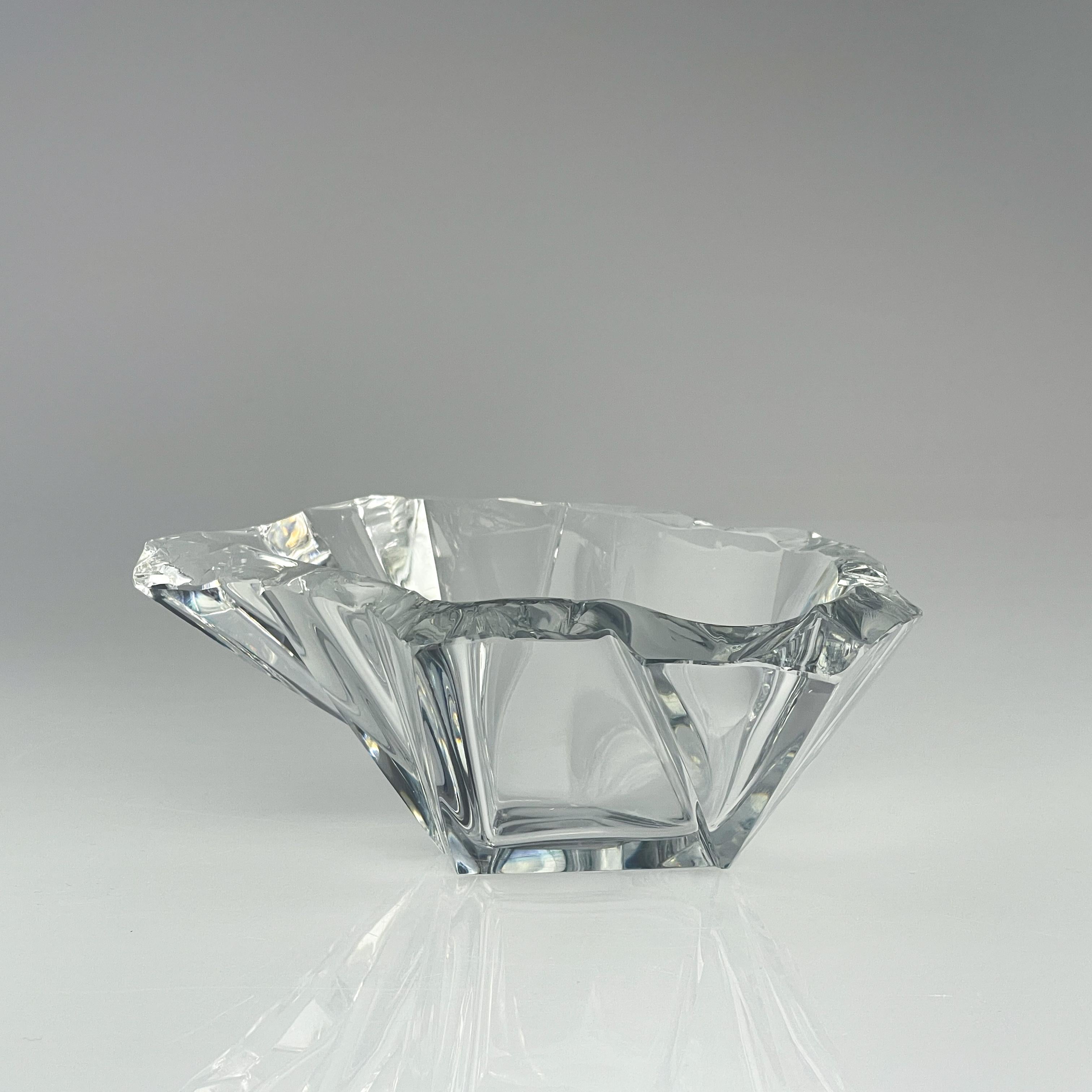 Scandinavian Modern Tapio Wirkkala Crystal Glass Art Bowl Handblown Iittala 1960 1
