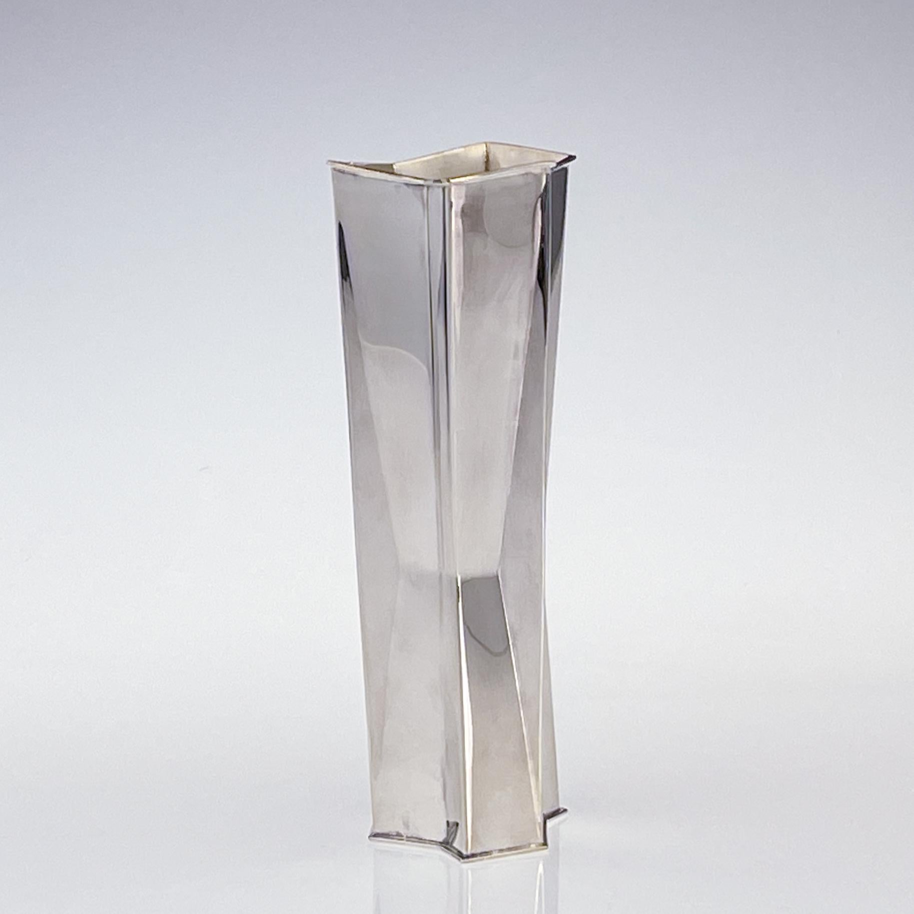 Late 20th Century Scandinavian Modern Tapio Wirkkala Silver Vase Handmade to order Finland 1985